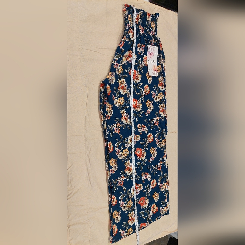 Floral A-Line Pants  in Teal and Orange - Picture 5 of 6
